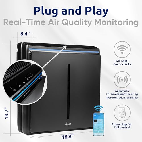 Rabbit Air, A3 SPA-1000N Air Purifiers for Home, Ultra Quiet HEPA Air Purifier - Wall Mountable Air Purifiers for Home Large Room, Allergies, Dust, Mold, Smoke & VOCs - (Black, Odor Remover Filter)