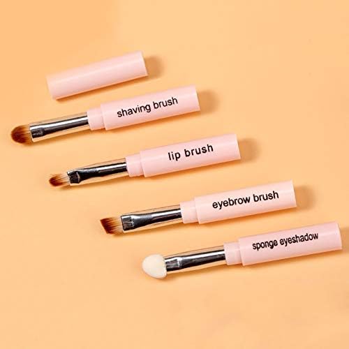 balloonbobo 4Pcs Makeup Brushes Travel Set Eyeshadow Lip Eyebrow Mini Portable Synthetic Hair Beauty Cosmetic Tools Pink
