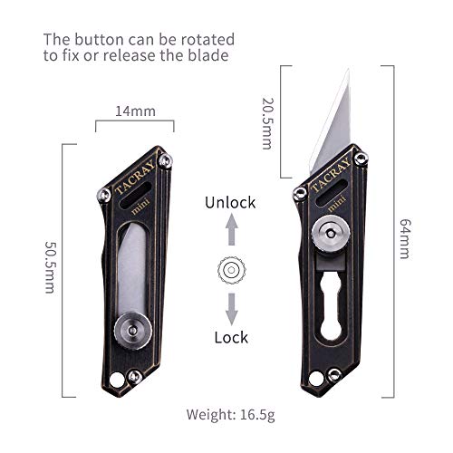 TACRAY Copper Material Utility Knife, Pocket Knives Box Cutter with