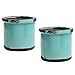 MyGift Rustic Style Teal Ceramic 5 Inch Round Succulent Cactus Planters, Small Cylindrical Flower Pots, Set of 2