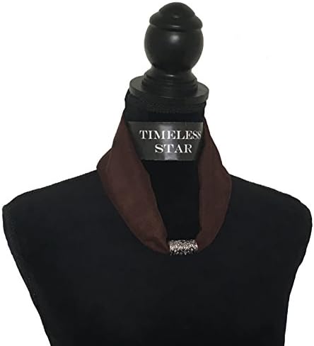 Chiffon Necklace Sash Scarf with Engraved Magnetic Clasp Classic Style for Women (Coffee)