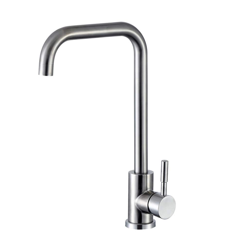 KINSE Kitchen Mixer Tap, 360° Swivel Kitchen Sink Faucet, Stainless Steel, Single-Handle, Brushed Steel