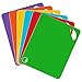 TURATA Flexible Plastic Cutting Board Mats Set, Colored Kitchen Mats With Food Icons & Easy-Grip Handles, BPA-Free, Non-Porous, Dishwasher Safe (6 Pack)