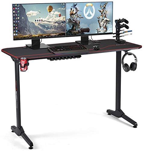 YOLENY 55inch Ergonomic Gaming Desk,PC Computer Table with Cup Holder & Headphone Hook,Cabling Management Racing Gaming…