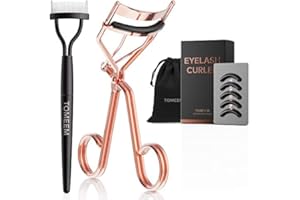 TOMEEM Eyelash Curler with Comb, Professional Volumizing Lash Lift Kit Lash Curler with Refill Pads for Home & Travel Uses, Rose Gold