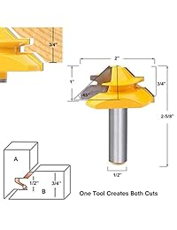 Juego de herramientas para enrutador de lengua y ranura con 3 dientes ajustables en forma de T para fresado de madera, vástago de 0.5 in con broca de bloqueo de 45°, vástago de 0.5 in para enrutador de mesa enrutador de base cocina baño