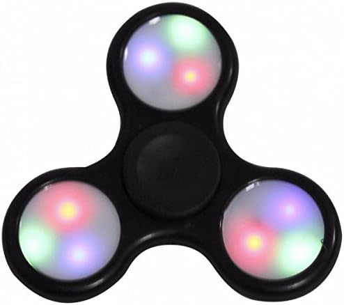 LED Fidget Hand Spinner with three colored Lights and 4 lighting functions, Ultra Fast Bearings in retail package-Great Gift (Black)