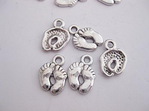 20 Tibetan Silver Baby Feet Charms 14mm x 10mm. Ch042
