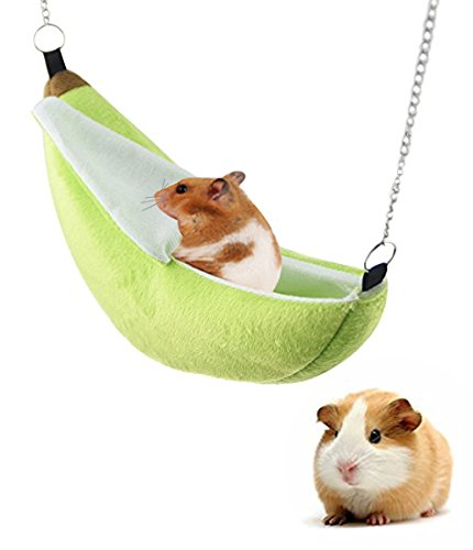 Famhome Banana Hamster Bed, House Hammock Small Animal Bed House Cage Nest Hamster Accessories For Sugar Glider Hamster Small Bird Pet (Green)