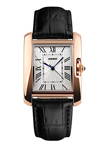 MaDong Women's Luxury Square Rose Gold Case Quartz Waterproof Leather Watch MDWH4