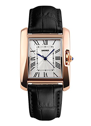 Carrie Hughes Womens Watches Rose Gold Case Roman Numeral Luxury Wristwatch Black Leather Strap Watch CH297