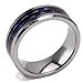King Will GENTLEMENT 8mm Blue and Black Carbon Fiber Tungsten Carbide Ring Wedding Band Polished Finish