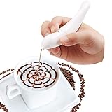 Electric Spice Pen coffee Art Pen For Latte & Food Art，Make Creative Messages & Drawings With Cinnomon, Coffee Grounds, Cocoa Powder, Ground Sugar (White)