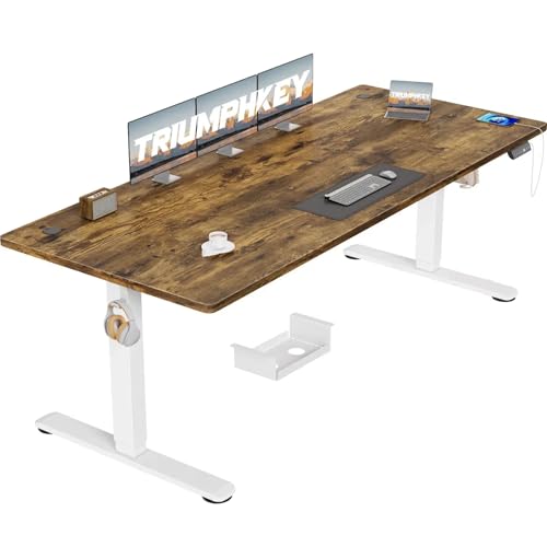 TRIUMPHKEY Höhenverstellbar Schreibtisch groß 200x80cm mit USB Ladeanschluss, 3 Memory-Steuerung Schreibtisch Höhenverstellbar Anti-Kollisions Höhenverstellbarer Tisch Computertisch thumbnail 1
