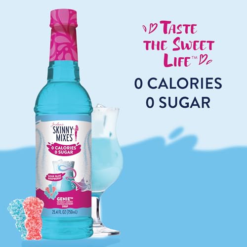 JORDAN’S SKINNY MIXES SUGAR FREE SYRUP, GENIE FLAVOR, FRUIT FLAVORED WATER ENHANCER, DRINK MIX FOR ICE TEA, LEMONADE & MORE, ZERO CALORIE FLAVORING, KETO FRIENDLY, 25.4 FL OZ, 1 PACK