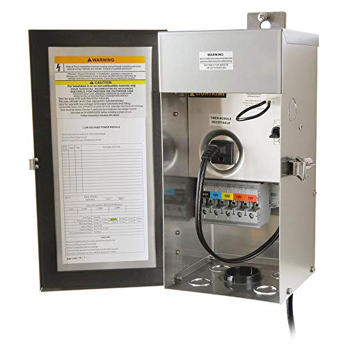 Lightkiwi C6449 150 Watt Heavy-Duty Stainless Steel (12V-13V-14V-15V) Multi-Tap Low Voltage Transformer for Landscape Lighting