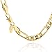 Lifetime Jewelry Figaro Chain 9MM, 24K Gold with Inlaid Bronze, Premium Fashion Jewelry, Pendant Necklace Wear Alone or with Pendants, Hip Hop, Guaranteed for Life, 20 to 36 Inches