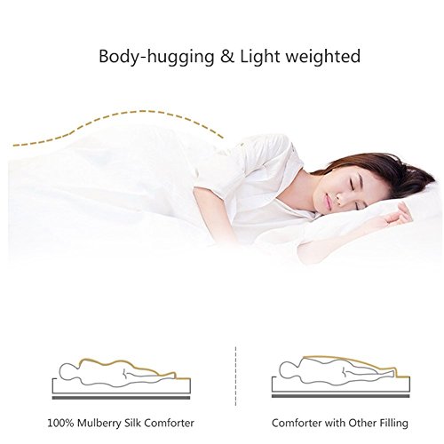 THXSILK Silk Comforter for Spring and Fall with 300TC Cotton Shell, Silk Filled Comforter, Silk Quilt, Silk Duvet -Ultra Soft, Hypoallergenic, Light Weighted- 100% Top Grade Silk, King Size - Thumbnail 3