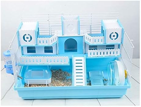 ハムスター ケージ 巣箱 Hamster Cage ハムスター 家 ハムスター スナネズミ およびエキゾチックなげっ歯類のためのハムスターの生息地ケージ プラットフォームローリング小動物ウサギケージパーフェクト ペットのおもちゃ Yydd Color Blue Obituary Program Com