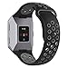 UMTELE Compatible for Fitbit Ionic Band, Two-Toned Perforated Strap Breathable Accessory Wristband with Quick Lock&Release Buckle Replacement for Fitbit Ionic Smart Watch, Large, Black/Grey