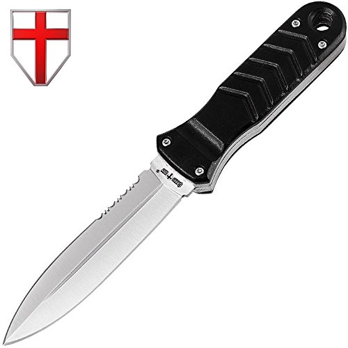 Tactical Knife - Survival Fixed Blade Knife - Best Outdoor Military Knives for Camping Bushcraft Fighting or Self Defense - Stainless Steel Serrated Blade Full Tang Plastic Handle - Grand FBGX-2 AL