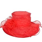 Women Kentucky Derby Church Dress Organza Hat Wide Brim Flat Hat (8 Colours)