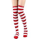 FGSS Mardi-Gras Knee-High-Socks for Women - Purple Yellow Green Striped Tube Socks Outdoor Sport Hosiery Carnival Cosplay