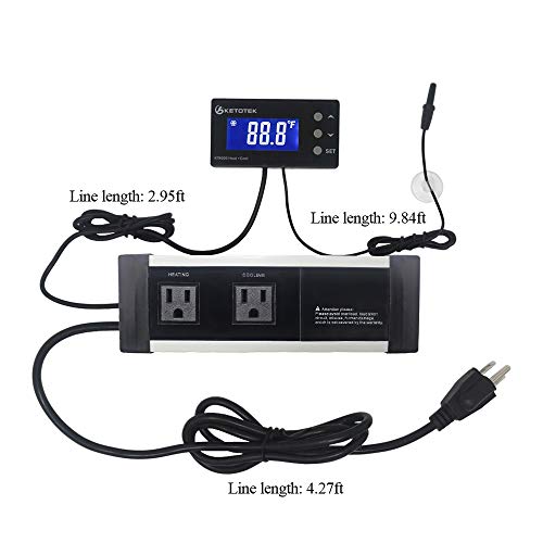 Ketotek KT4000 Digital Thermostat Temperature Controller Waterproof sensor US Plug Outlet LCD 2 Stage Heating and Cooling Mode For Home Greenhouse Aquarium Industry - Thumbnail 2