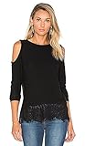 Womens Cold Shoulder Tops Long Sleeve Black Lace Shirts Blouse