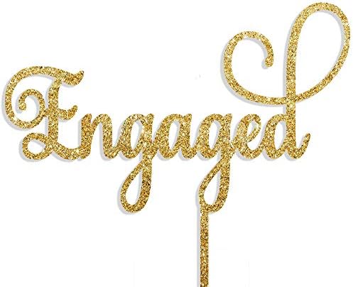 Cotton Candy Parties ENGAGED Gold Glitter ACRYLIC Cake Topper