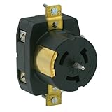 Leviton CS6369 50 Amp, 125/250 Volt AC, Black & White Locking Flush Mount Receptacle, Industrial Grade, Grounding, California-Style, Black