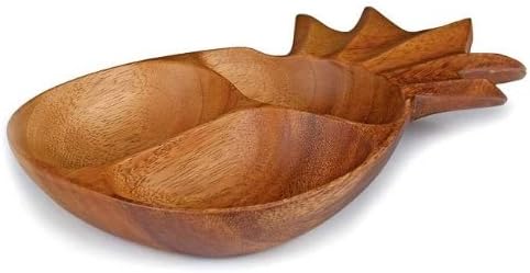 Acacia Wood Serving Tray Pineapple 3 Compartment 1.5 x 7 x 12 inch