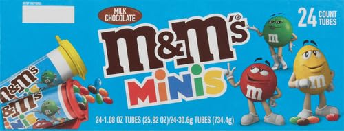 M&M’S MILK CHOCOLATE MINIS SIZE CANDY 1.08-OUNCE TUBE 24-COUNT