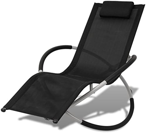 jskjlkl Outdoor Foldable Adjustable Sun Lounger Black Gray