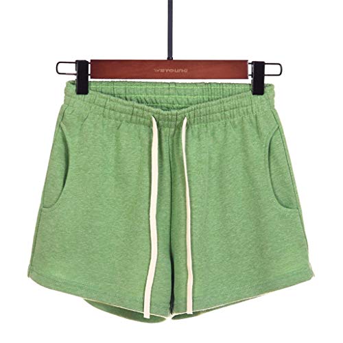 Women Short Pants, JOYFEEL â¤ï¸ Ladies Cotton Linen Casual Elastic Waist Pants Drawstring Solid Summer Walking Shorts Green