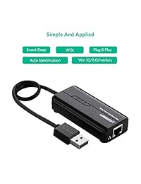 Ugreen Hub USB 2.0 de 3 puertos con 10 100Mbps Fast Ethernet LAN Alámbrico Apoyo a la red Windows 10 8.1 8, 7, XP, Vista, Mac OS X y Linux compatible para Windows Surface Pro, IdeaPad, MacBook Air, MacBook Retina, Chromebook, y más negro