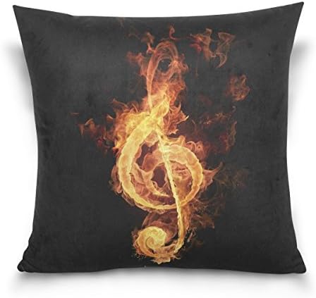 Proven Burning Musical Pattern 2 Decorative Pillow Case 18 x 18 inch