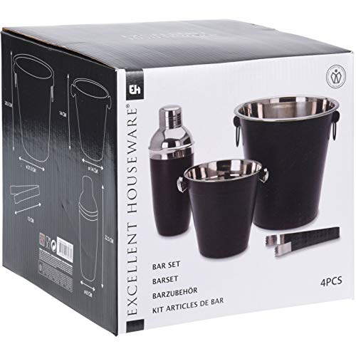 EH Excellent Houseware Cocktail-Set aus Edelstahl, 4-teilig, schwarz – Bild 3