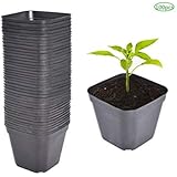 labworkautoSquare Plastic Seedling Pots Nursery Pots for Seedlings Seeds Starting Plants Cuttings 100 Pcs