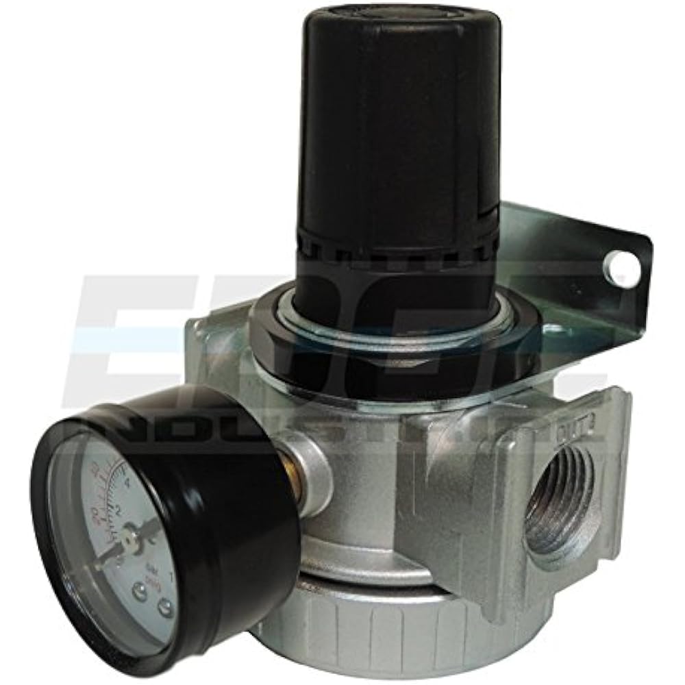 1/2" INLINE COMPRESSED AIR PRESSURE REGULATOR, 7 150 PSI ADJUSTABLE