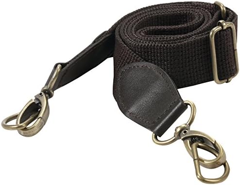 byhands Brown Webbing Cross Bag Strap with Genuine Leather Tab (44-1421)