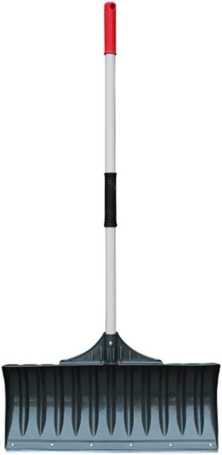 Vobajf Snow Shovels Push Grain Board Agricultural Full Steel Handle Thick Snow Removal Shovel Snow Clearing Tool Rolling Snow Pusher (Color : Black, Size : 136cm)