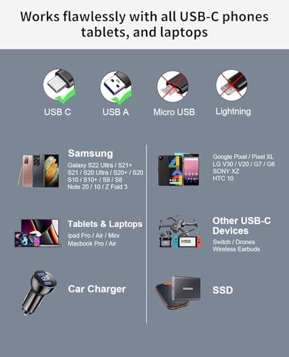 CTOBY Type C Cable 5M,USB A to USB C Nylon Braided Cable,USB 3.1/3.2 10Gbps Data Transfer and 60W 3A Fast Charging,for Samsung Galaxy S24,M13,Pixel 8,Redmi Note,iPad,MacBook Pro,Nintendo Switch