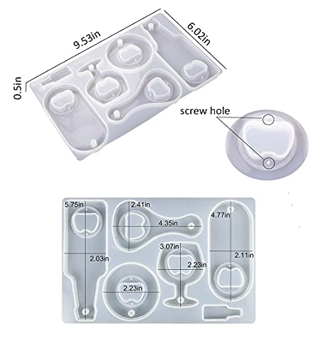 Beer Bottle Opener Resin Molds Kit, Beer Cap Opener Silicone Keychain Mold for Epoxy Resin Jewelry Casting Mold Wine Corkscrew Beer Spanner DIY Craft Making Handcraft Handmade Gift Bar Pub Home Decor