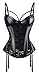 Charmian Women's Steampunk Gothic Lace Corset Bustier Faux Leather Bra Lingerie