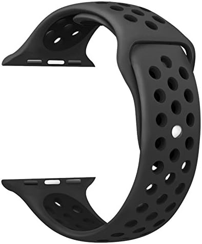For Apple Watch 42mm Sport Band, ZONEYILA Soft Silicone Quick Release Replacement Strap for Apple Watch Series 1 / Series 2 / Series 3,iWatch Nike+ (Light Black / Black 42mm)