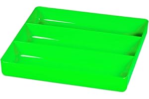 Ernst Manufacturing Toolbox Tray: Stackable Garage Organizer Tray in Green with 3 Compartments - Ideal for Trades, Mechanics, Electricians, Plumbers, Household Use, Hobbies, and More - Heavy Duty