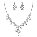 EVER FAITH Wedding Jewelry Set for Bride Bridesmaid Austrian Crystal Cluster Flower Leaf Party Necklace Earrings Sets Clear Silver-Tone