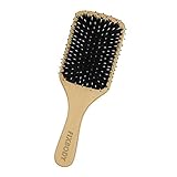 FIXBODY Boar Bristle Hair Brush Natural Wooden Handle Anti-Static Large Paddle Hairbrush Detangling & Styling All Hair Types for Women Men and Kids (Square) A2