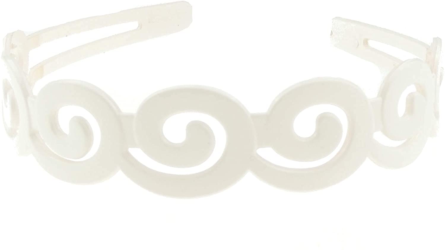SMALL Head Ladies Girls Wide Stencil Cut Wide Headband Alice Band Swirly Waves (White)